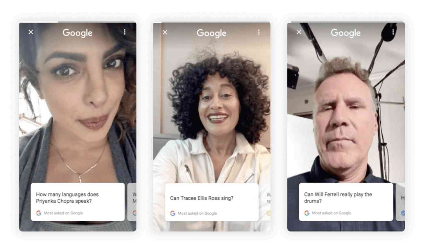 Google celebrity selfie video answers search questions