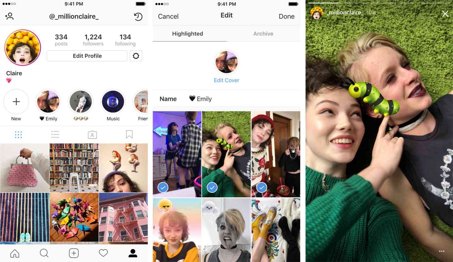 Instagram Stories Highlights feature