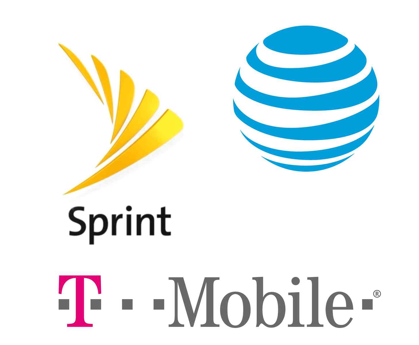 AT&T, Sprint, T-Mobile logos