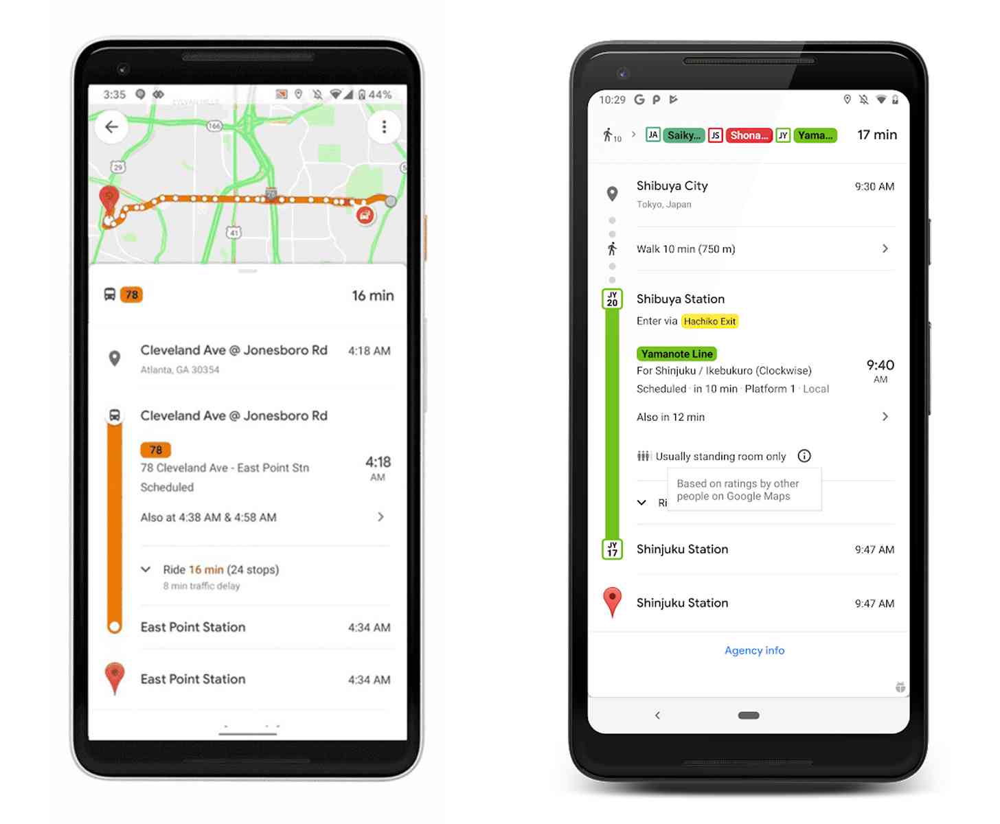 Google Maps live traffic info buses, crowdedness predictions