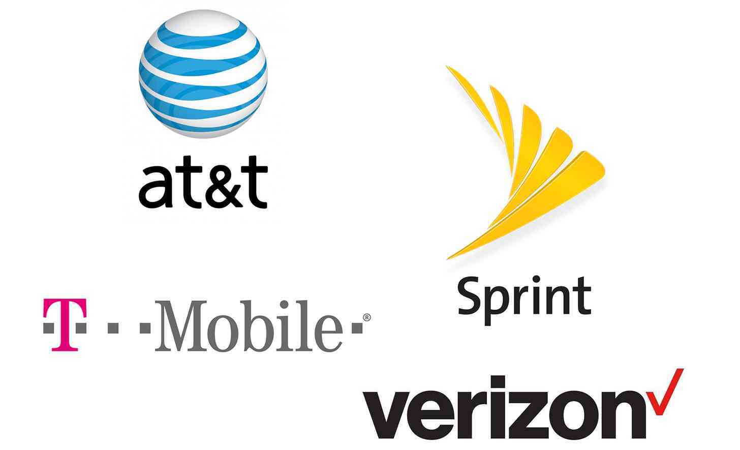 AT&T, Sprint, T-Mobile, and Verizon Wireless logos