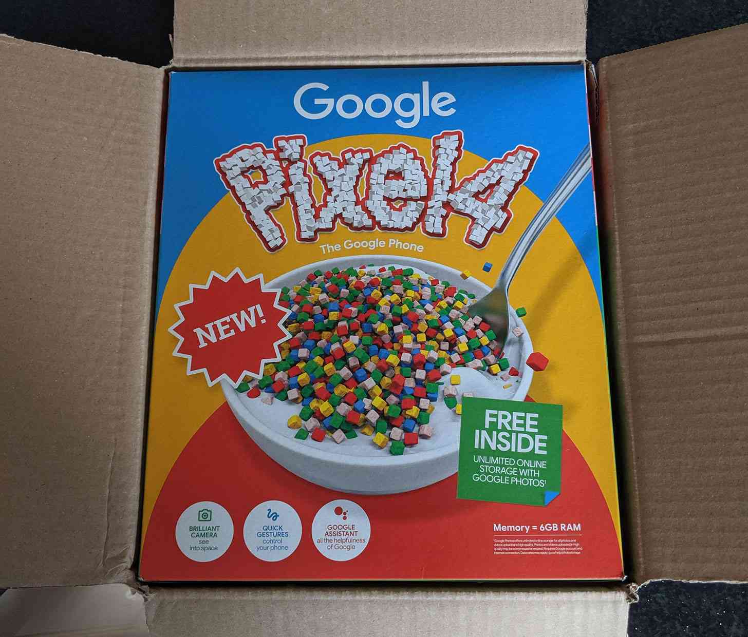 Google Pixel 4 cereal box
