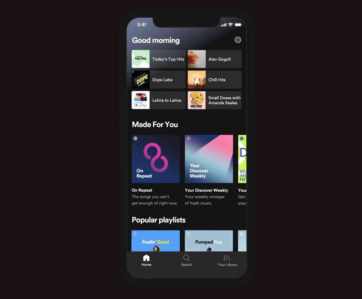 Spotify home screen update