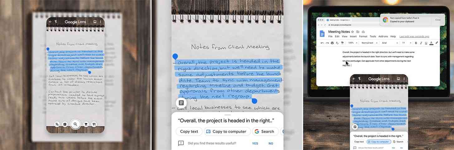 Google Lens copy text from paper to computer