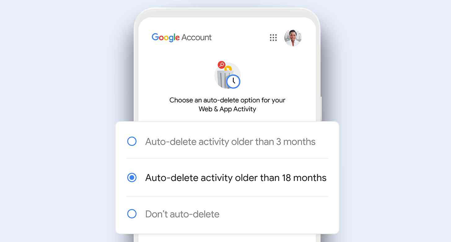 Google auto-delete web activity