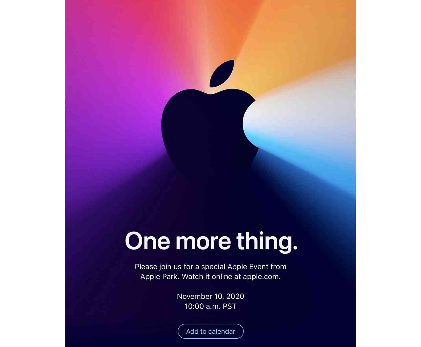 Apple One More Thing event invitation