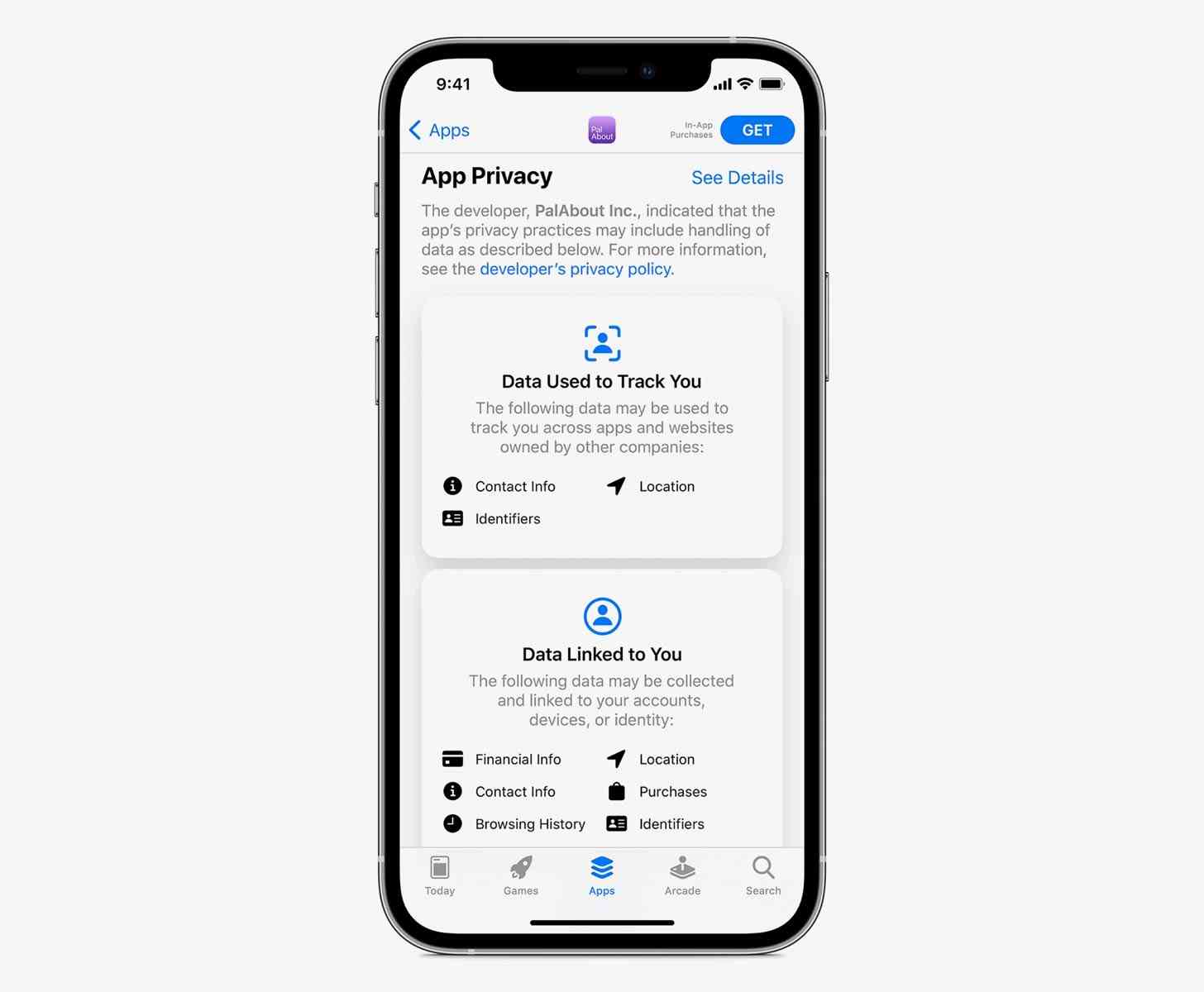 Apple App Store privacy label
