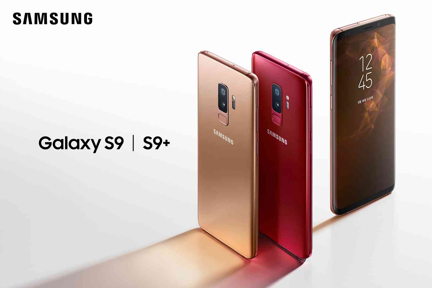 Samsung Galaxy S9 Sunrise Gold, Burgundy Red colors official