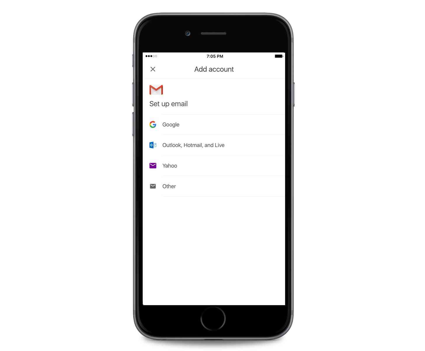 Gmail for iOS non-Google email account support