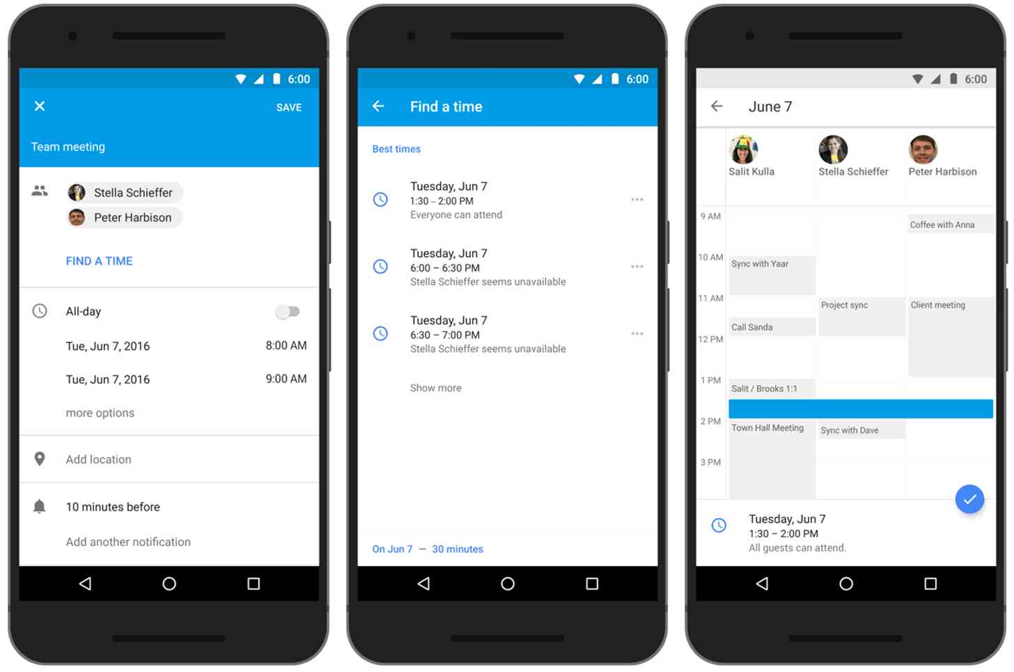 Google Calendar for Android Find a time feature