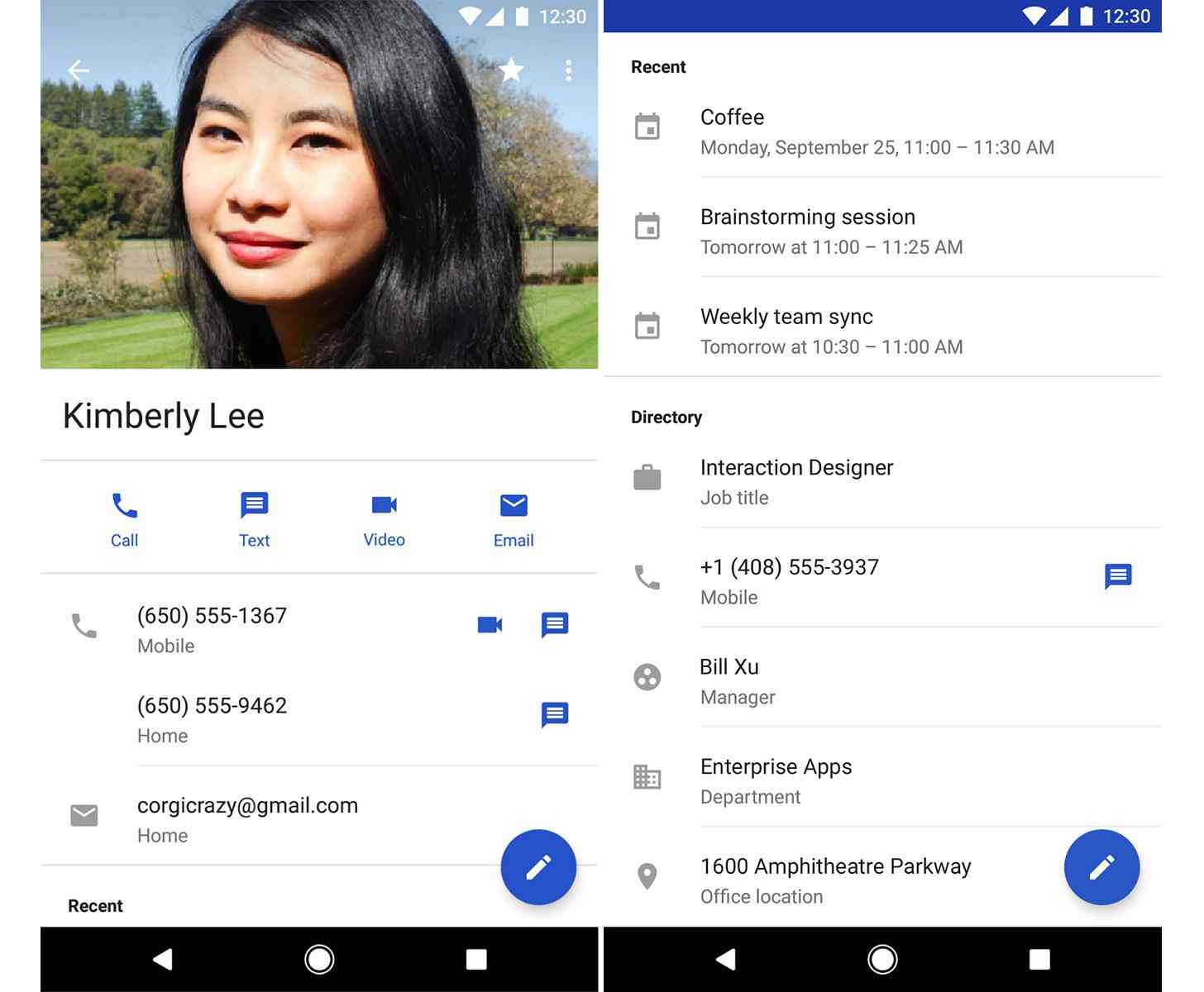 Google Contacts for Android update large photos