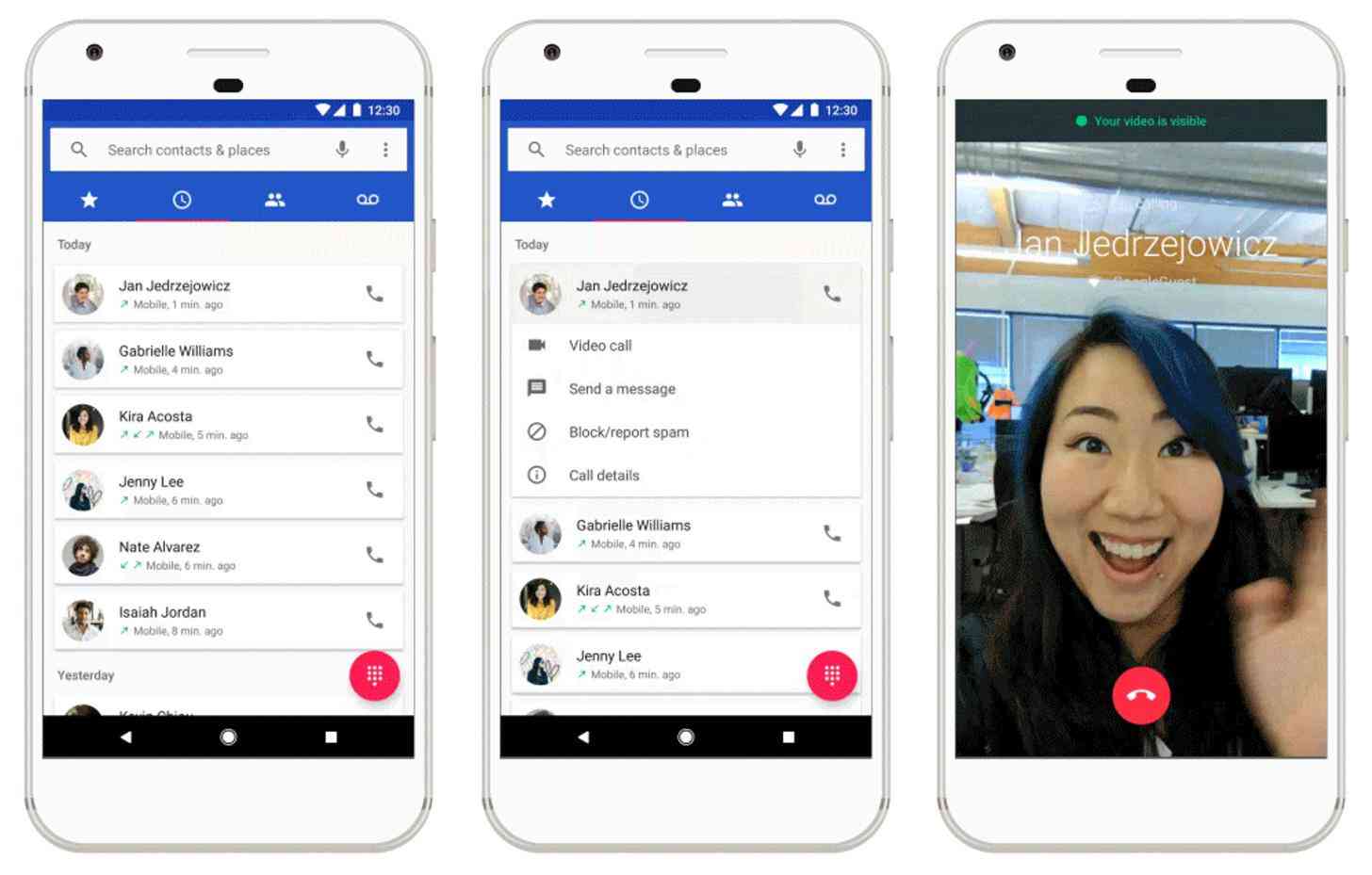 Google Duo video calling integration Phone, Contacts, Messages apps