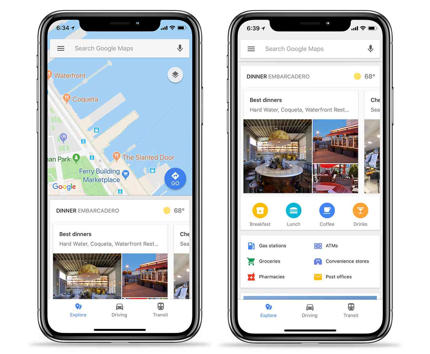 Google Maps iOS explore tab