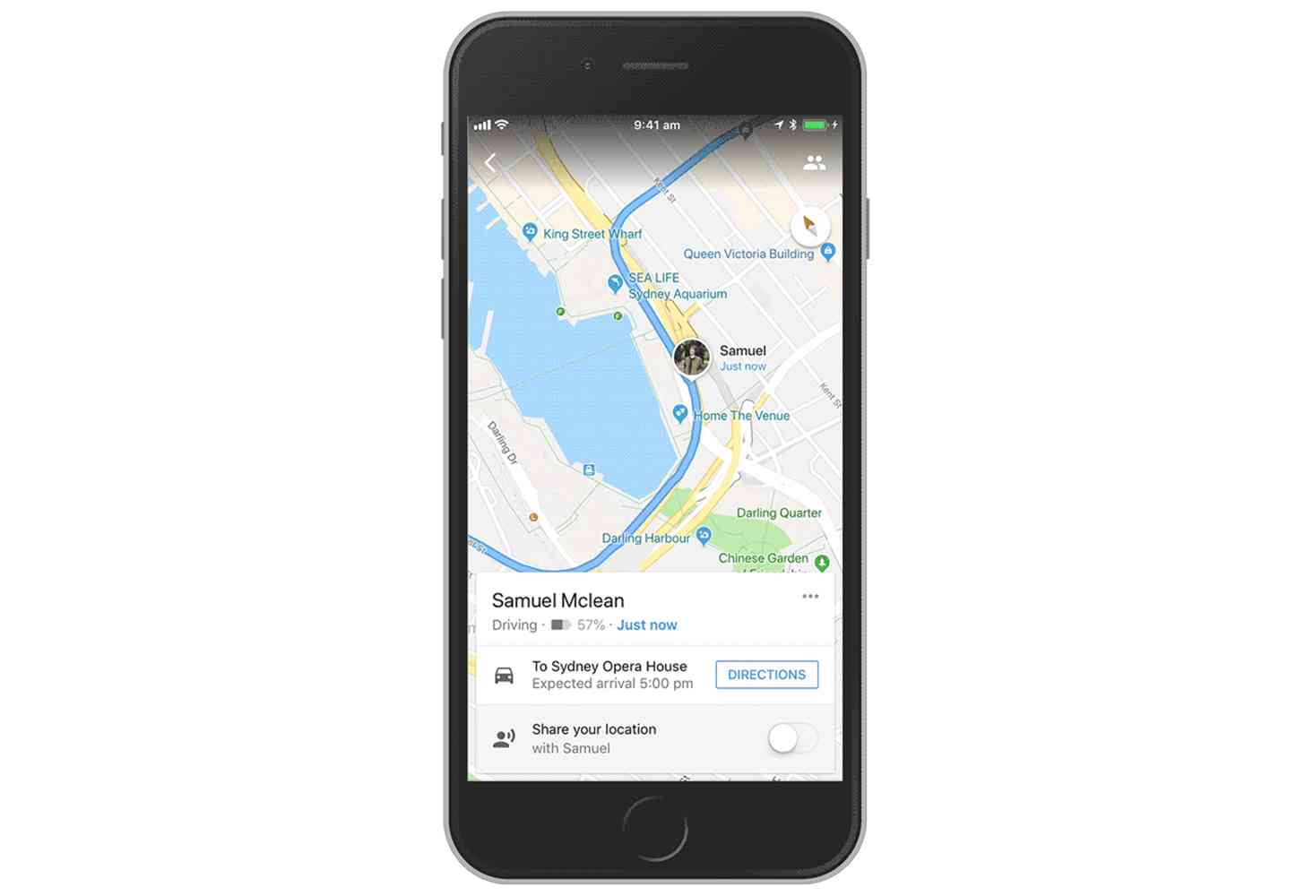 Google Maps live location sharing iPhone