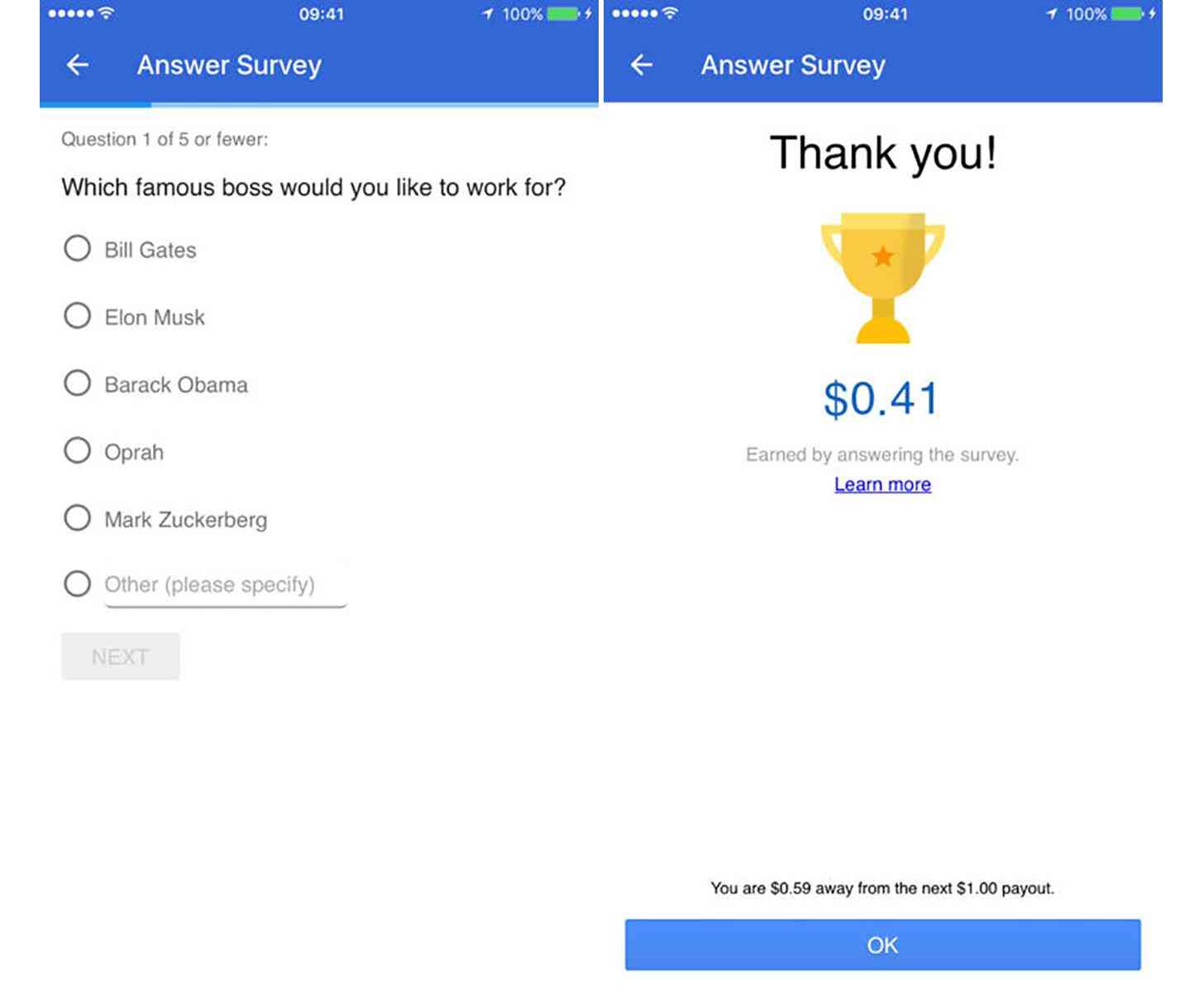 Google Opinion Rewards iPhone app