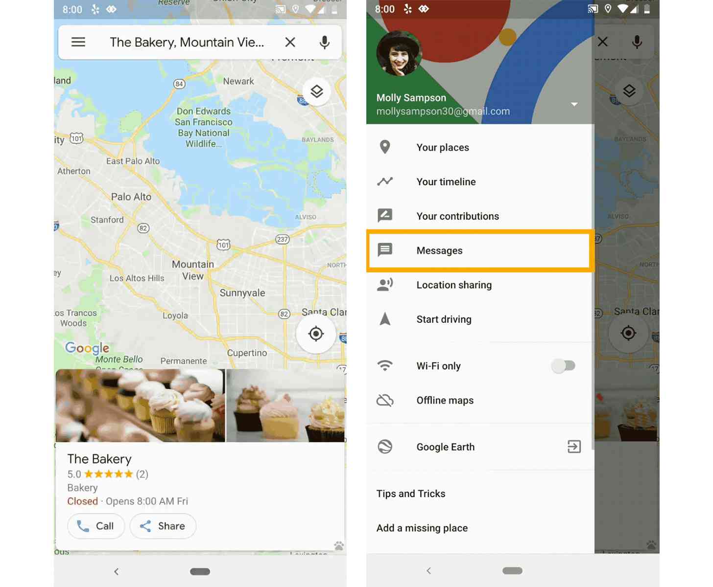 Google Maps business messaging