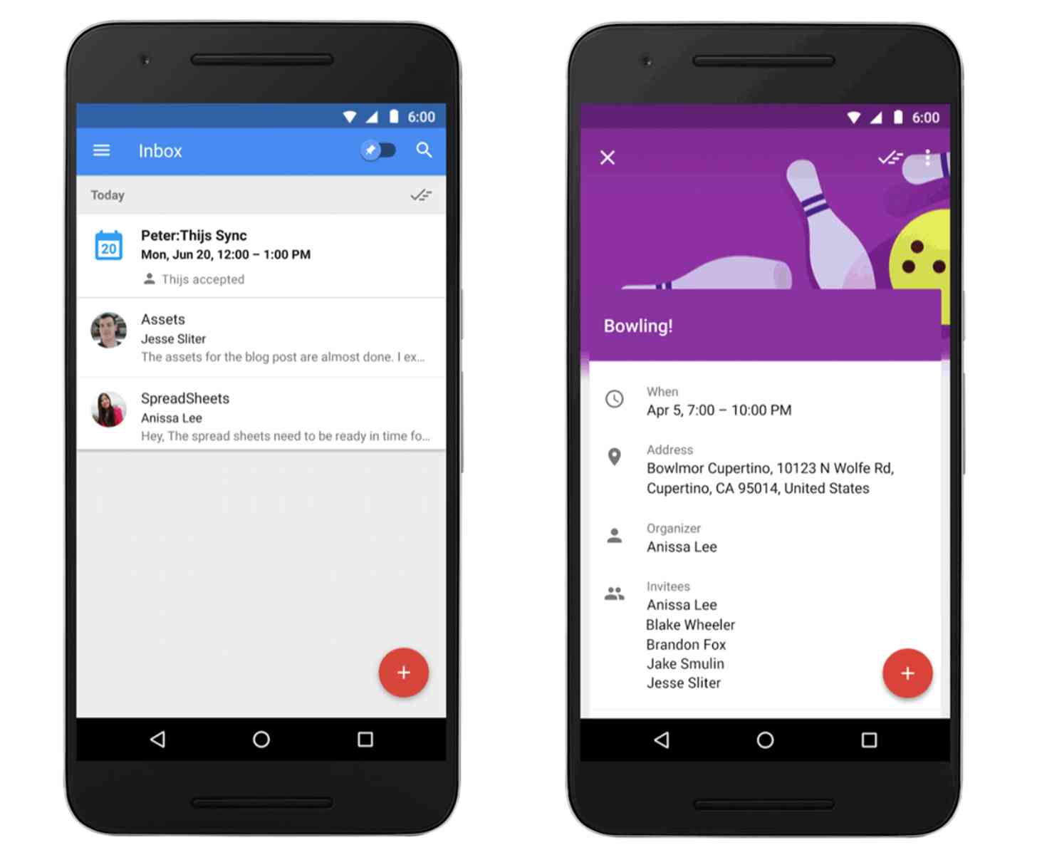 Inbox by Gmail event summary