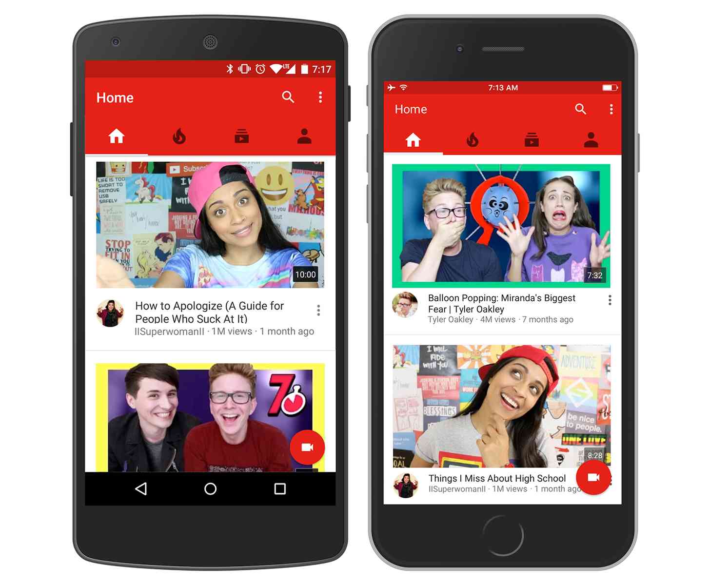 YouTube Android iPhone apps refreshed design