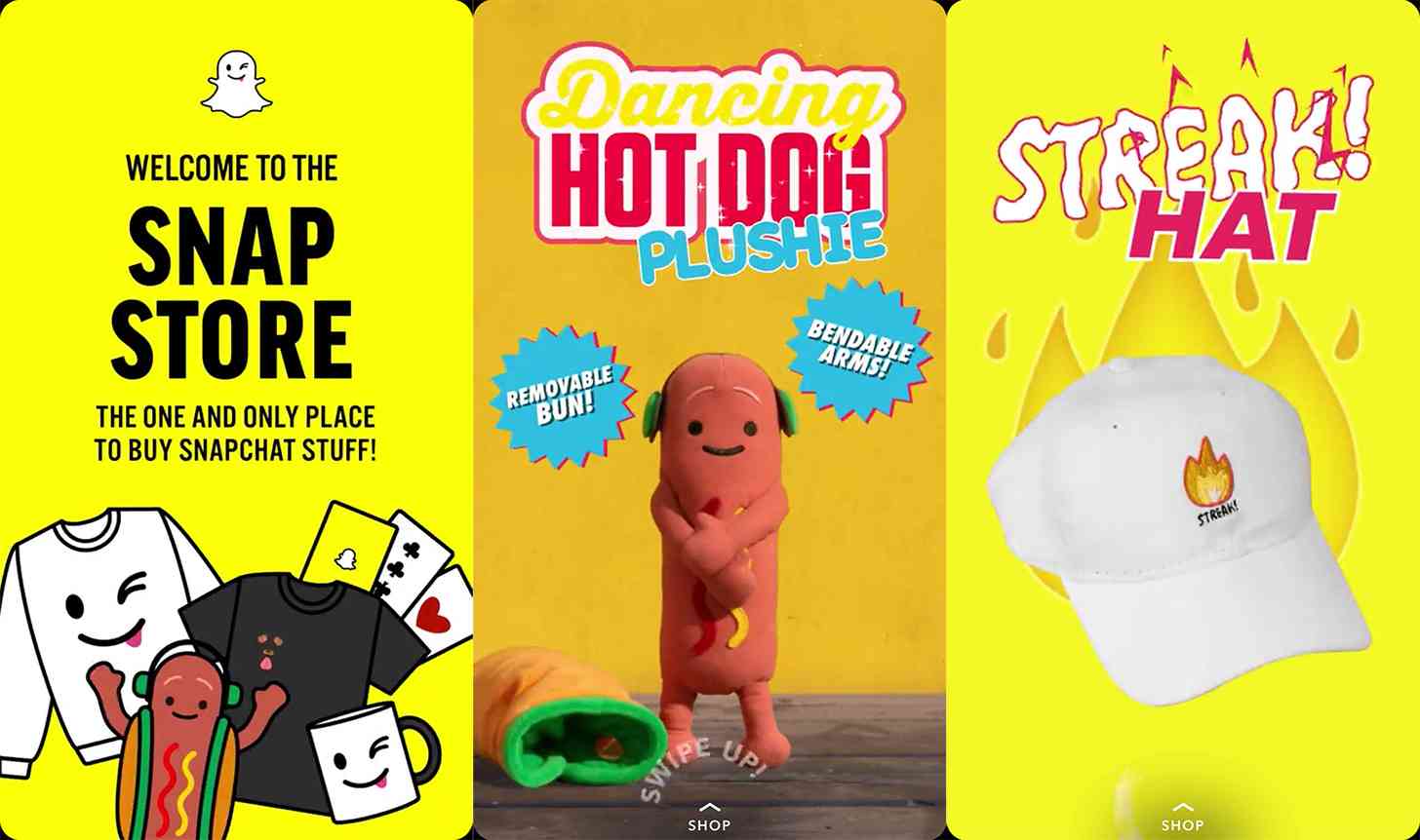 Snapchat merchandise in-app store