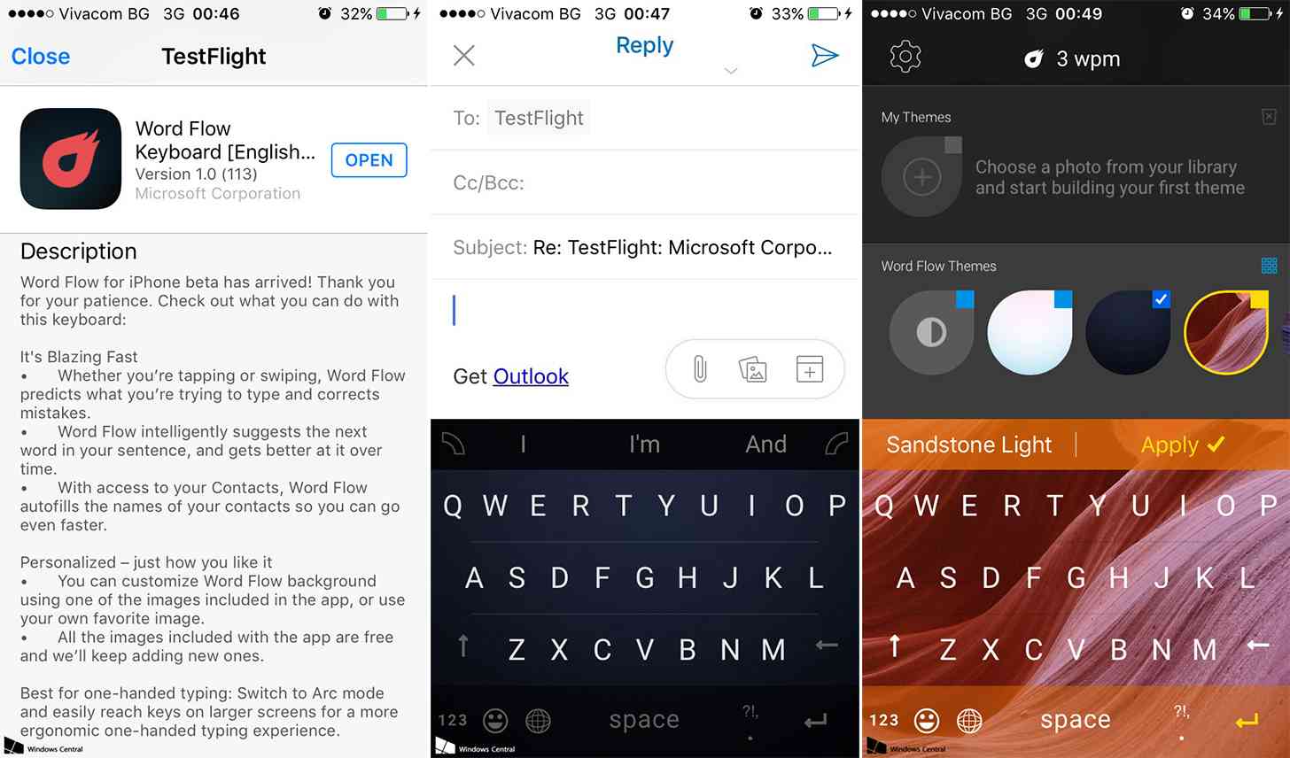 Microsoft Word Flow for iPhone keyboard app screenshots