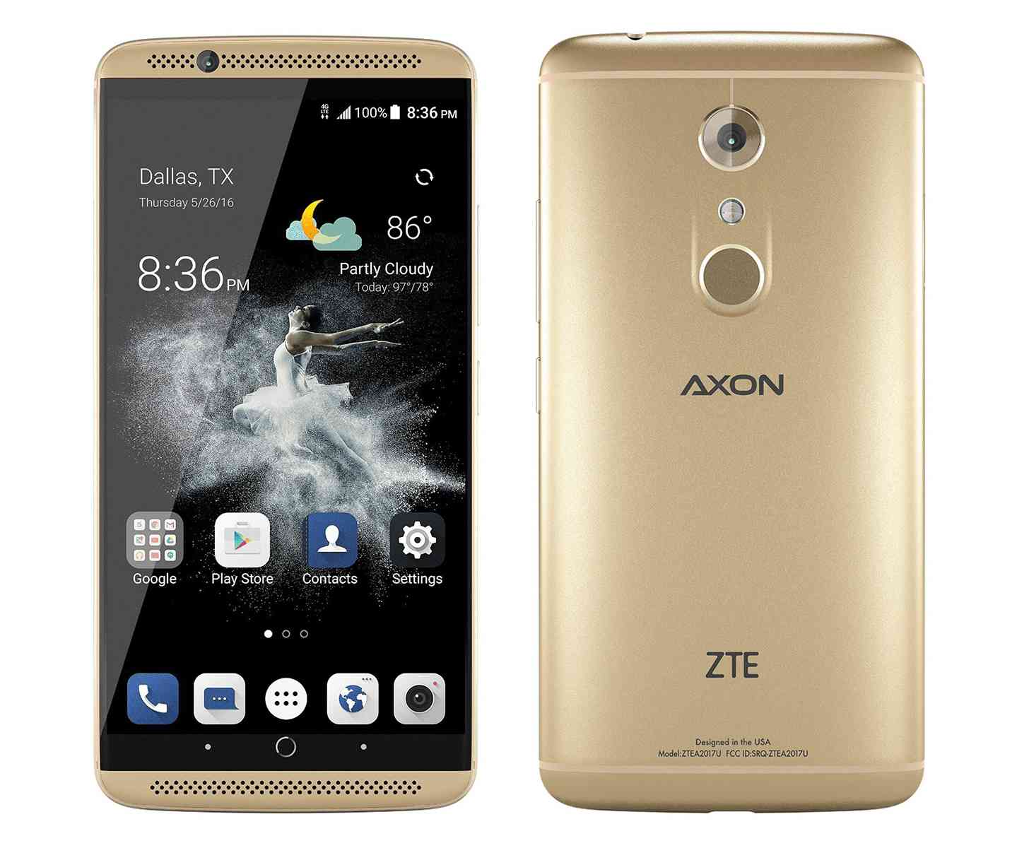 ZTE Axon 7 gold front back