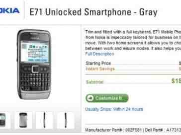 Deal of the day: Dell offers Nokia E71 for $162 (with free shipping)