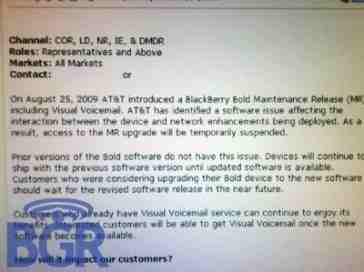 AT&T pulls software update recently released for Bold