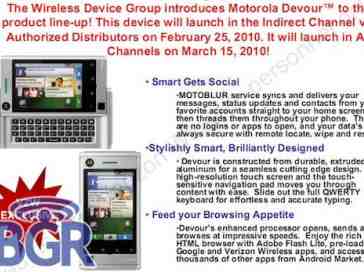 Motorola Devour to launch in select channels on February 25th