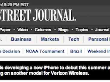 Apple developing iPhone for Verizon according to Wall St Journal