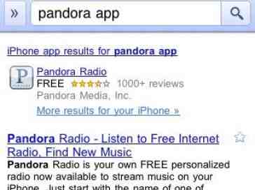 Google includes iPhone and Android apps in mobile search
