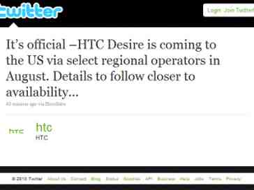 HTC Desire coming to US this August 