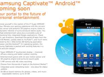AT&T and Samsung announce Android-powered Galaxy S Captivate