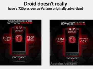 DROID X captures 720p video, doesn't have 720p screen