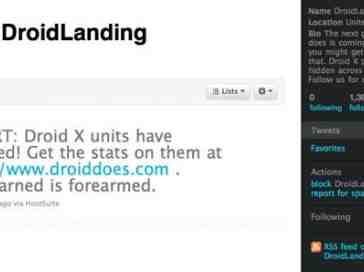 Verizon creates @DroidLanding Twitter, hunt for free DROID Xs begins