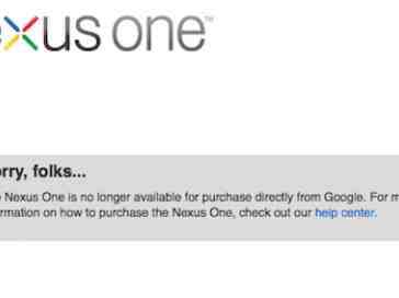 That's all, folks: Nexus One no longer available for purchase