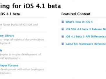 iOS 4.1 beta 3 released to developers
