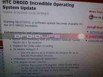 Rumor: DROID Incredible Android 2.2 update coming tomorrow, Aug. 27th
