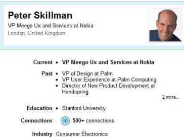 Nokia hires Peter Skillman, former Palm VP of Design, as MeeGo UX chief