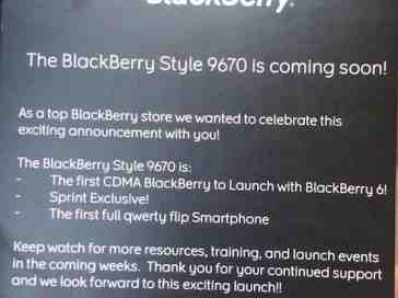 BlackBerry Style 9670 promo materials begin arriving at Sprint stores
