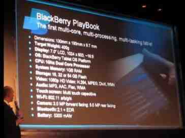 PlayBook to come in 64GB option for all of your presentations and media