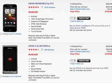 DROID 2 and Incredible drop to $149.99 to make way for their successors