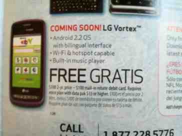 LG Vortex spied in Verizon ad, listed as 