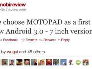 Motorola MOTOPAD to be the first device with Android 3.0