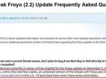 Dell launching unlocked Streak with Android 2.2 