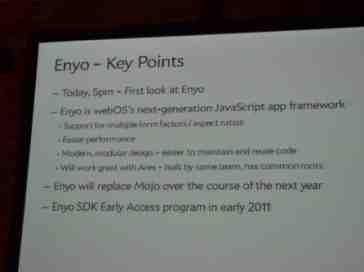 webOS appearing on new form factors in 2011 thanks to Enyo framework