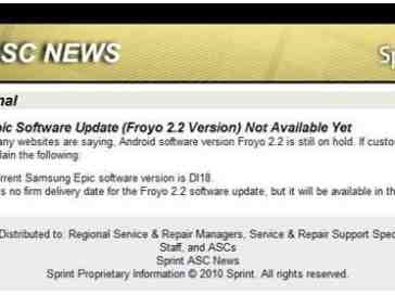 Samsung Epic 4G not getting Froyo on Dec. 26th after all?