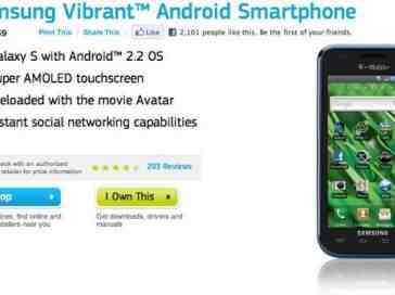 Samsung's Galaxy S product pages listing Android 2.2 as a feature [UPDATED]
