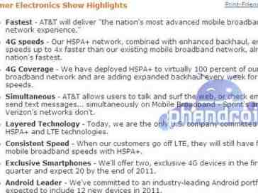 Leaked AT&T document reaffirms commitment to Android and 4G in 2011