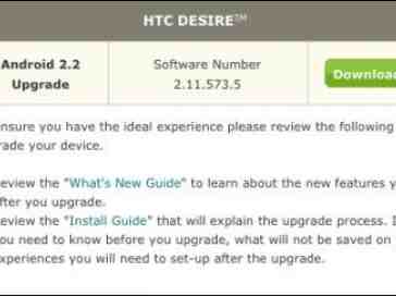 U.S. Cellular updates HTC Desire to Froyo, Samsung Mesmerize gets a leaked 2.2 build
