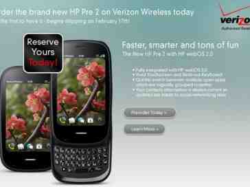 HP Pre 2 for Verizon now up for pre-order